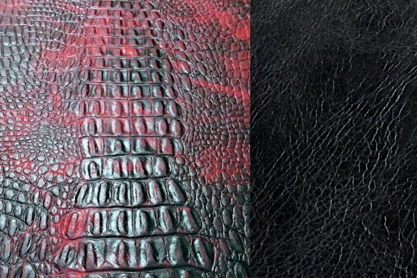 Red Alligator Embossed Leather and Water Buffalo