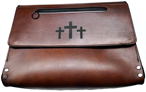 Brown Leather Go Ye BIBLE Case with zipper