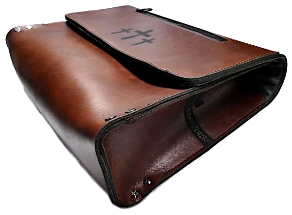 Brown Leather Go Ye BIBLE Case with zipper side 2