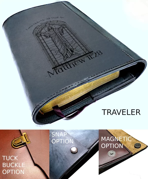 JESUS Stained Glass Window Leather BIBLE Cover Traveler