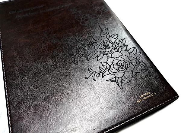 Custom BIBLE Engraving On Imitation Leather Flower Design