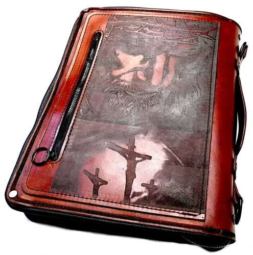 BIBLE Cover Zipper Pocket and Handle Leather