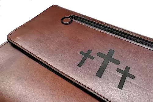 Brown Leather Go Ye BIBLE Case with zipper side