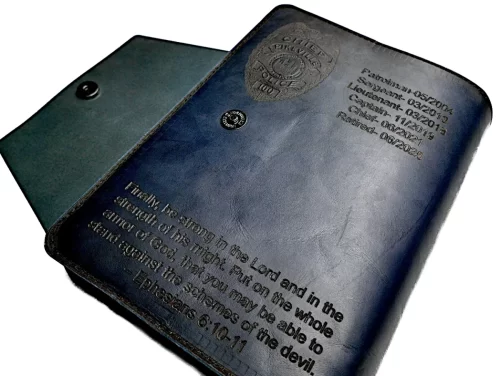 Police Custom BIBLE Cover Navy Blue Traveler KM Style