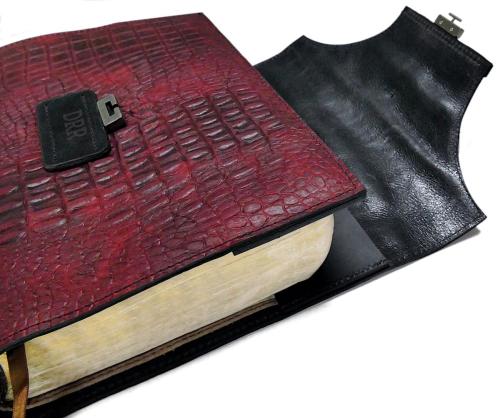 Red Alligator Embossed Leather Cover Side